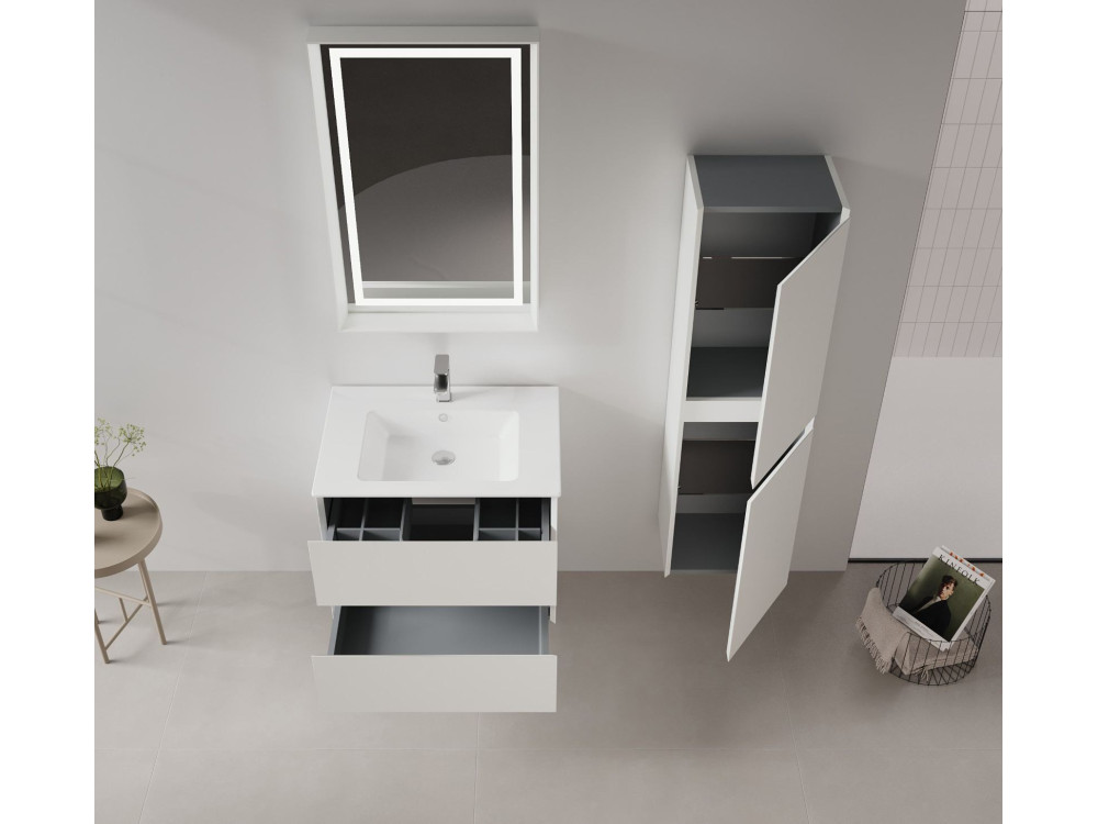 Conjunto de mueble con lavabo y espejo (2 piezas) «Nest 71 v2» - 71 x 51 x 55 cm - Cachemira mate