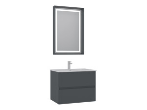 Conjunto de mueble con lavabo y espejo (2 piezas) «Nest 71 v2» - 71 x 51 x 55 cm - Antracita mate