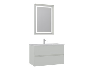 Conjunto de mueble con lavabo y espejo (2 piezas) «Nest 91 v2» - 91 x 51 x 55 cm - Mate Cashmere