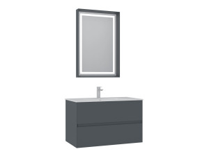Conjunto de mueble con lavabo y espejo (2 piezas) «Nest 91 v2» - 91 x 51 x 55 cm - Antracita mate