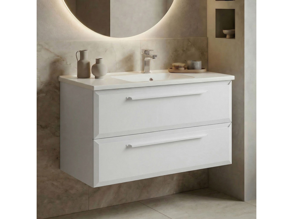 Mueble para lavabo «Nuvola 100 v2» - 100 x 50 x 62 cm - Blanco