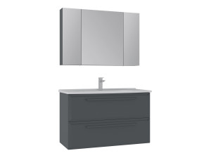 Conjunto de mueble con lavabo y espejo (2 piezas) «Nuvola 100 v2» - 100 x 50 x 62 cm - Antracita