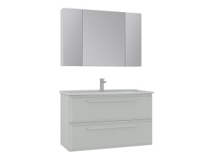 Conjunto de mueble con lavabo y espejo (2 piezas) «Nuvola 100 v2» - 100 x 50 x 62 cm - Cashmere