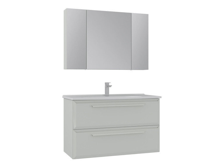 Conjunto de mueble con lavabo y espejo (2 piezas) «Nuvola 100 v2» - 100 x 50 x 62 cm - Cashmere