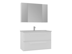 Conjunto de mueble con lavabo y espejo (2 piezas) «Nuvola 100 v2» - 100 x 50 x 62 cm - Blanco