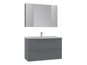 Conjunto de mueble con lavabo y espejo (2 piezas) «Nuvola 100 v2» - 100 x 50 x 62 cm - Gris
