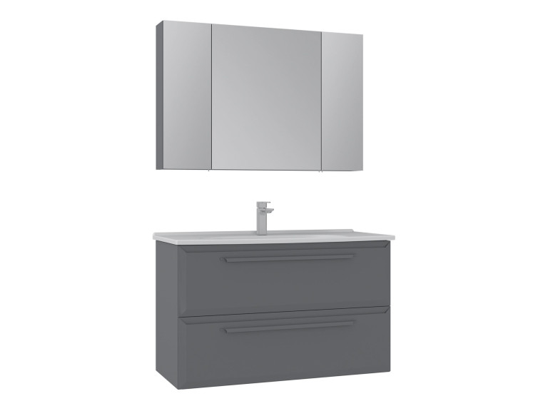 Conjunto de mueble con lavabo y espejo (2 piezas) «Nuvola 100 v2» - 100 x 50 x 62 cm - Gris