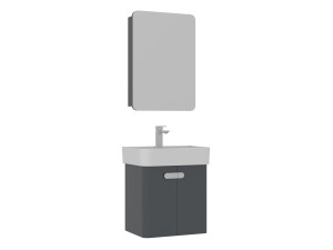 Conjunto de mueble con lavabo y espejo (2 piezas) «Orbit 55» - 55 x 38 x 62 cm - Antracita