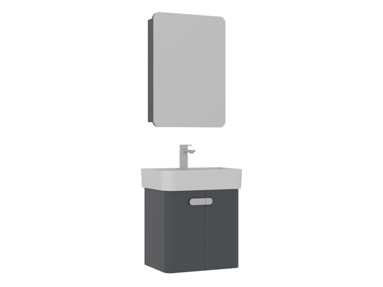 Conjunto de mueble con lavabo y espejo (2 piezas) «Orbit 55» - 55 x 38 x 62 cm - Antracita