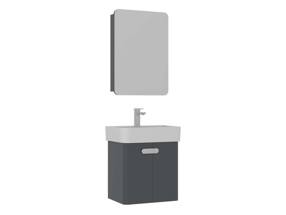 Conjunto de mueble con lavabo y espejo (2 piezas) «Orbit 55» - 55 x 38 x 62 cm - Antracita