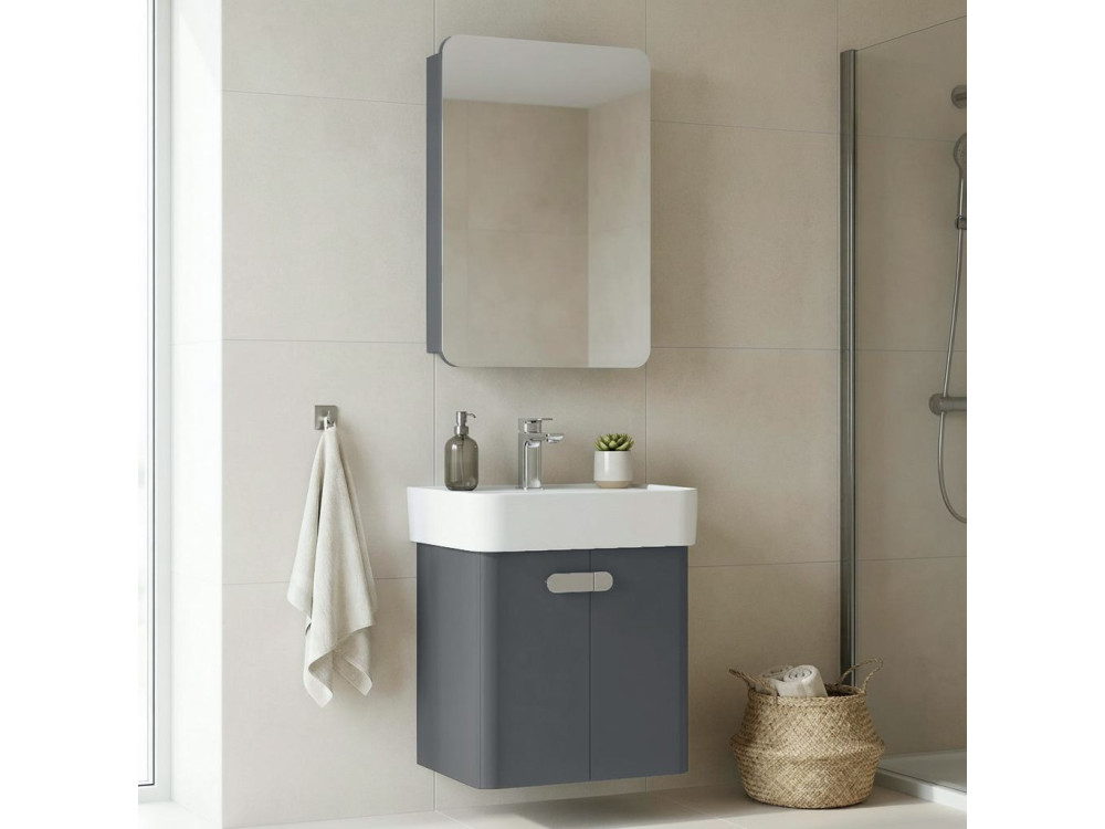 Conjunto de mueble con lavabo y espejo (2 piezas) «Orbit 55» - 55 x 38 x 62 cm - Antracita