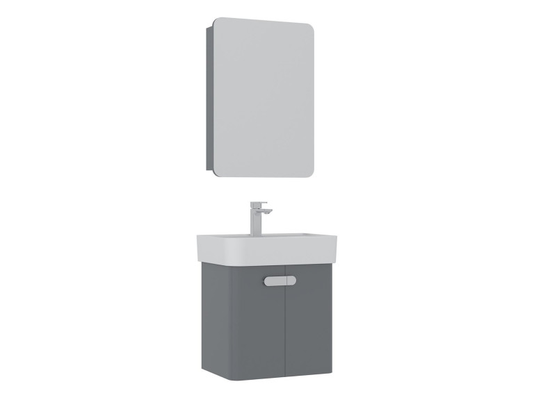 Conjunto de mueble con lavabo y espejo (2 piezas) «Orbit 55» - 55 x 38 x 62 cm - Gris