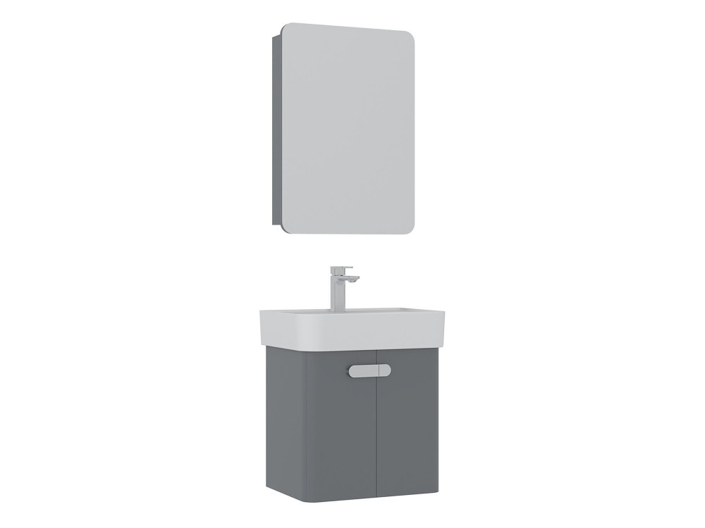 Conjunto de mueble con lavabo y espejo (2 piezas) «Orbit 55» - 55 x 38 x 62 cm - Gris
