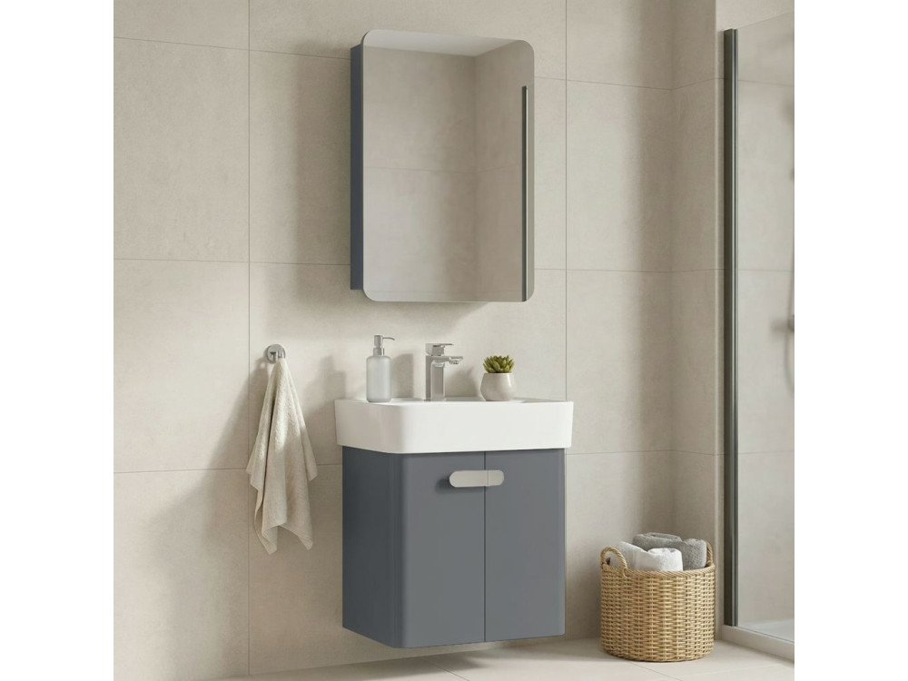 Conjunto de mueble con lavabo y espejo (2 piezas) «Orbit 55» - 55 x 38 x 62 cm - Gris