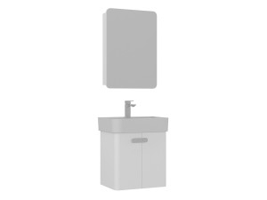 Conjunto de mueble con lavabo y espejo (2 piezas) «Orbit 55» - 55 x 38 x 62 cm - Blanco