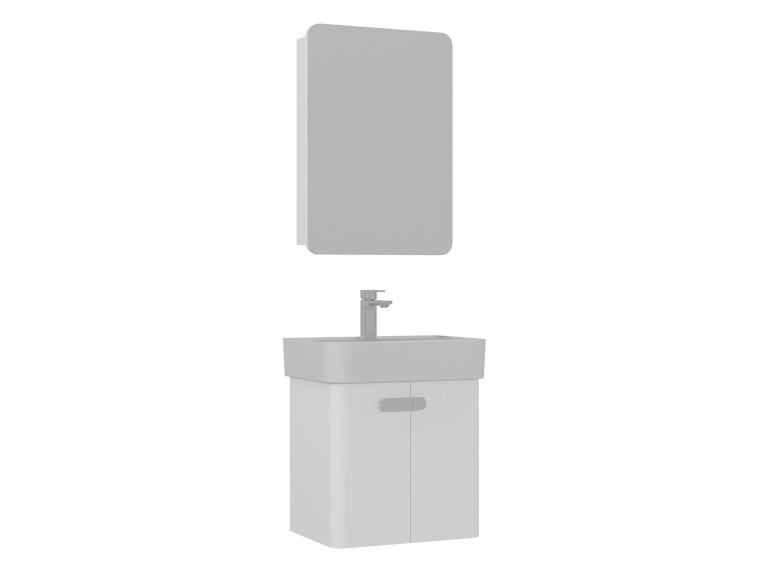 Conjunto de mueble con lavabo y espejo (2 piezas) «Orbit 55» - 55 x 38 x 62 cm - Blanco