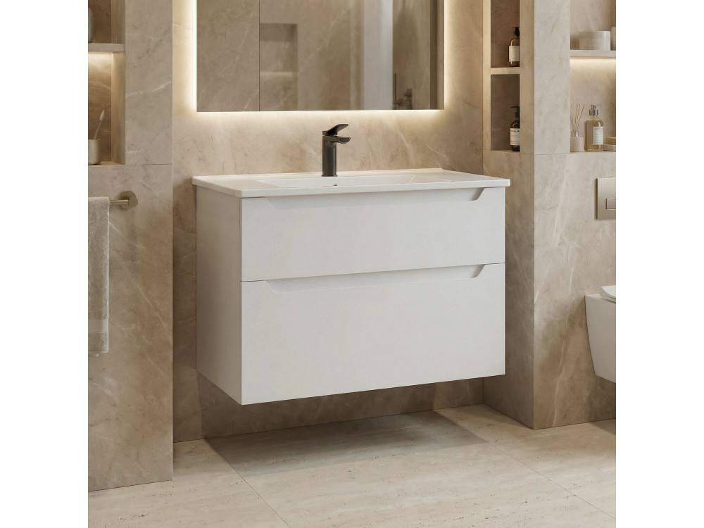 Mueble para lavabo «Messina 85 v2» - 85 x 45 x 55 cm - Blanco mate