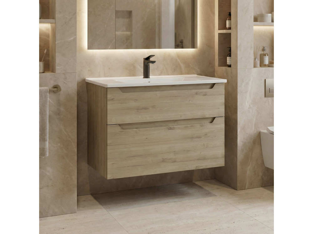 Mueble para lavabo «Messina 85 v2» - 85 x 45 x 55 cm - Roble