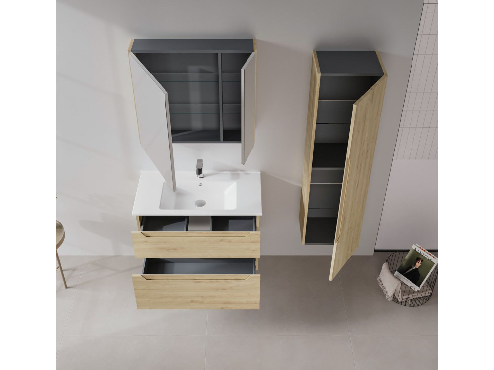Mueble para lavabo «Messina 85 v2» - 85 x 45 x 55 cm - Roble