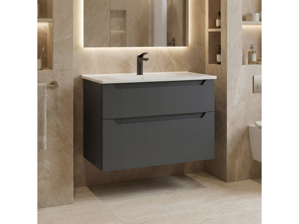 Mueble para lavabo «Messina 85 v2» - 85 x 45 x 55 cm - Antracita mate