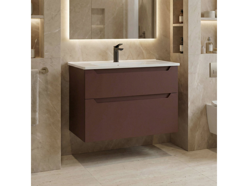 Mueble para lavabo «Messina 85 v2» - 85 x 45 x 55 cm - Rojo mate