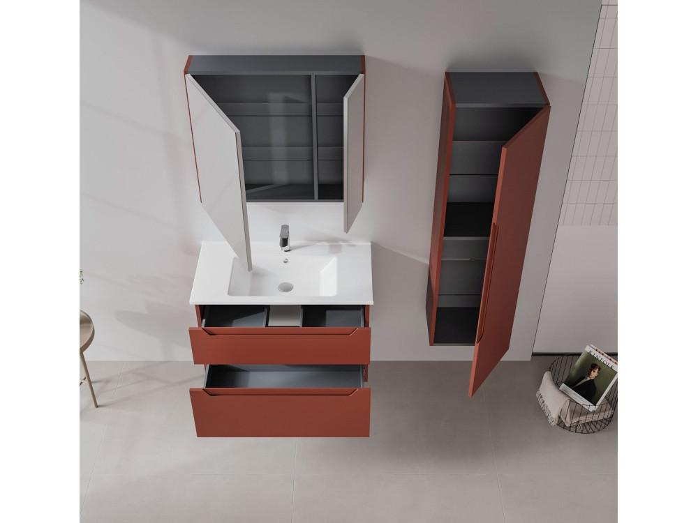 Mueble para lavabo «Messina 85 v2» - 85 x 45 x 55 cm - Rojo mate