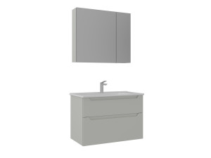 Conjunto de mueble con lavabo y espejo (2 piezas) «Messina 85 v2» - 85 x 45 x 55 cm - Cachemira mate