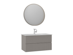 Conjunto de mueble con lavabo y espejo (2 piezas) «Moonlight 90 v2» - 91 x 51 x 51 cm - Matte Mink