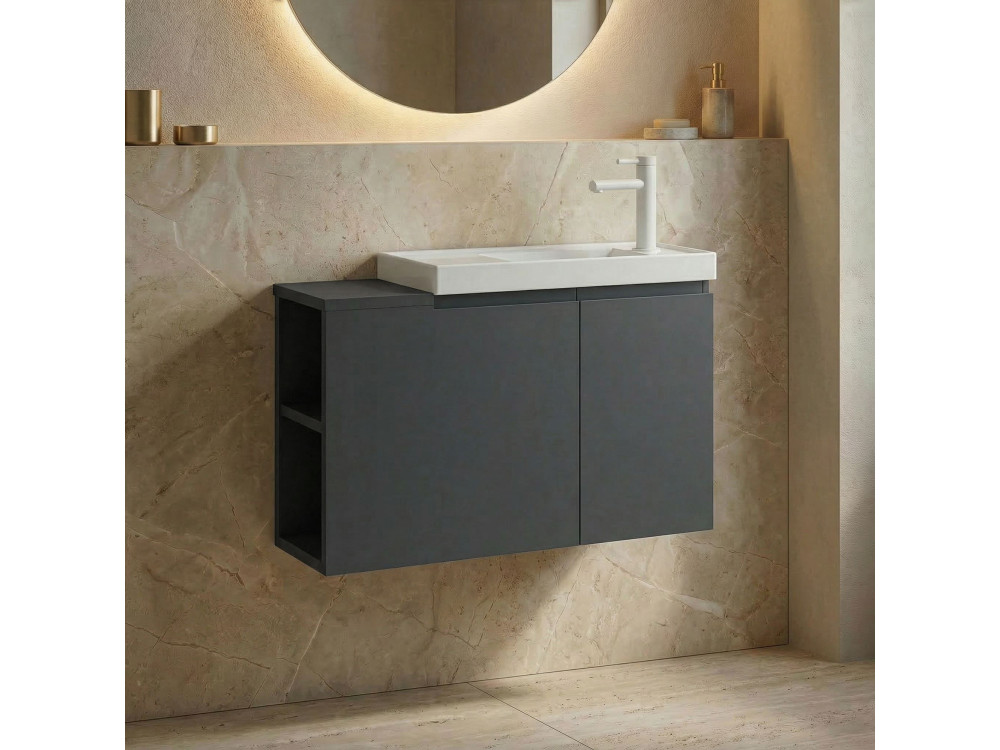 Mueble para lavabo «Ferla 80» - 80 x 22 x 45 cm - Antracita mate