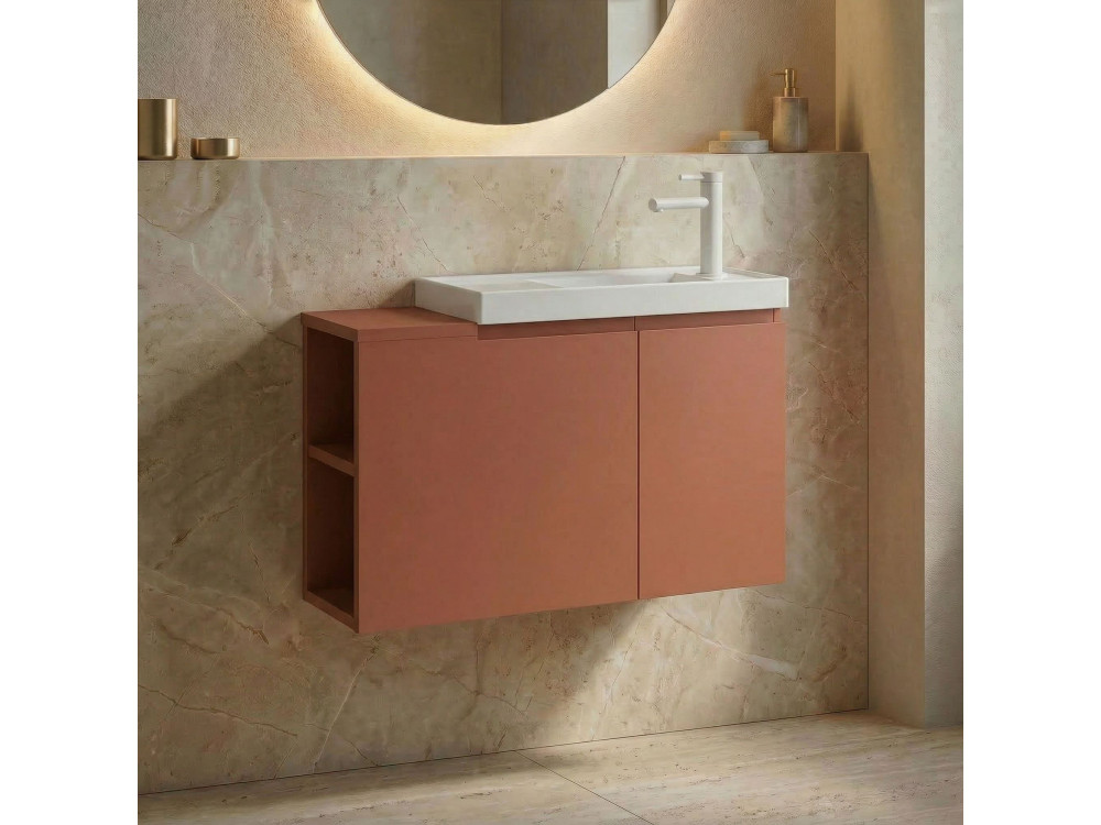 Mueble para lavabo «Ferla 80» - 80 x 22 x 45 cm - Canela mate