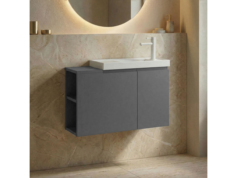 Mueble para lavabo «Ferla 80» - 80 x 22 x 45 cm - Gris mate