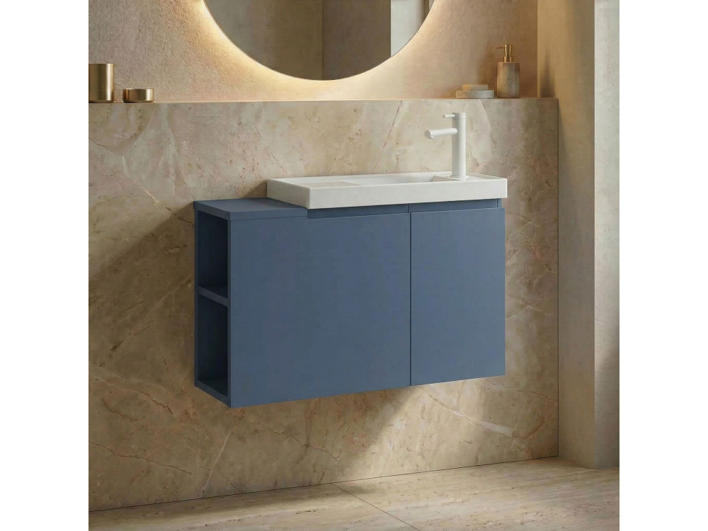 Mueble para lavabo «Ferla 80» - 80 x 22 x 45 cm - Azul petróleo
