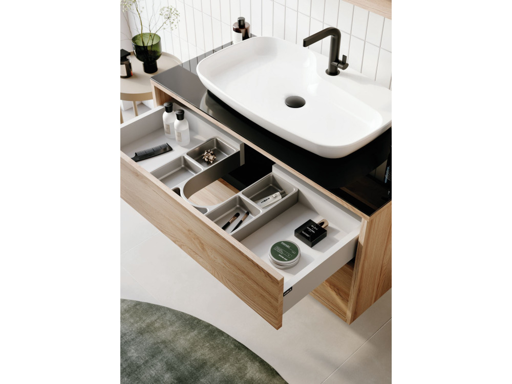 Conjunto de mueble con lavabo y espejo (2 piezas) «Galia 100 v2» - 100 x 50 x 50 cm - Roble