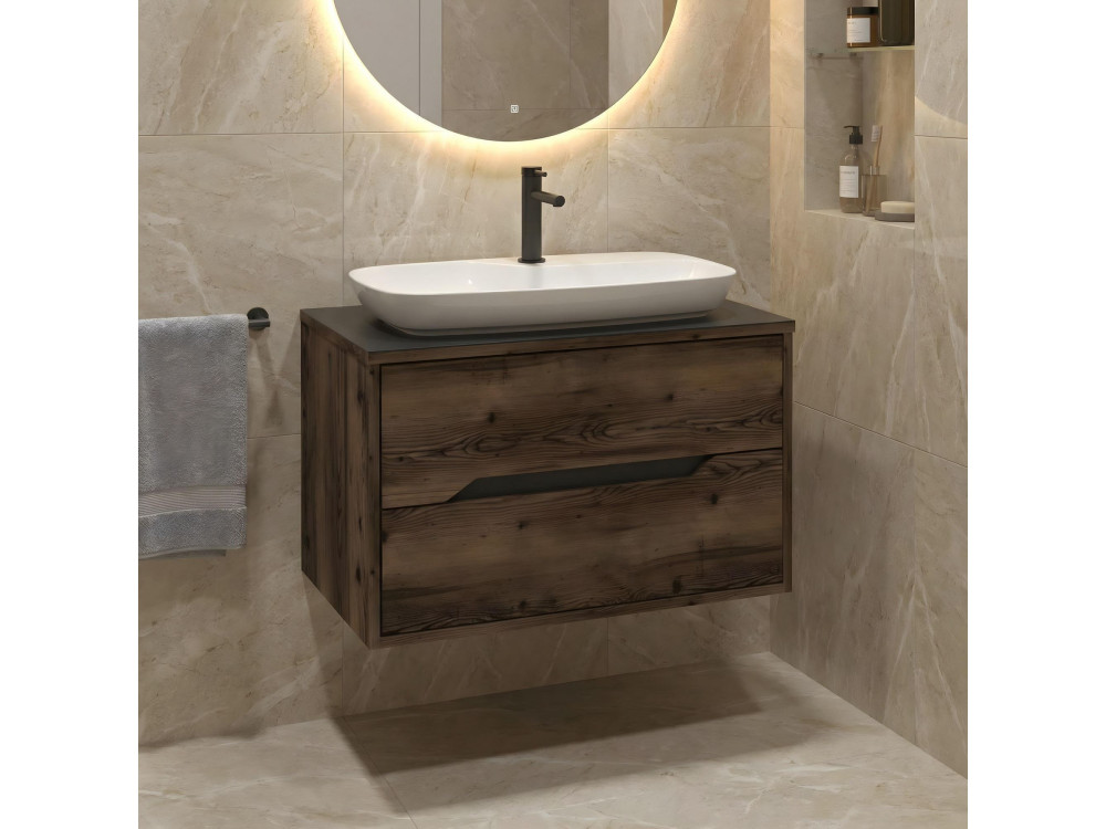 Mueble para lavabo «Galia 80 v2» - 80 x 50 x 50 cm - Nogal oscuro
