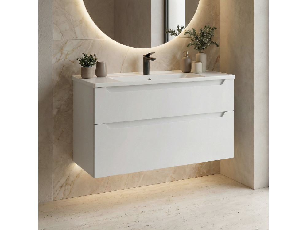 Mueble para lavabo «Messina 100 v2» - 100 x 45 x 55 cm - Blanco mate