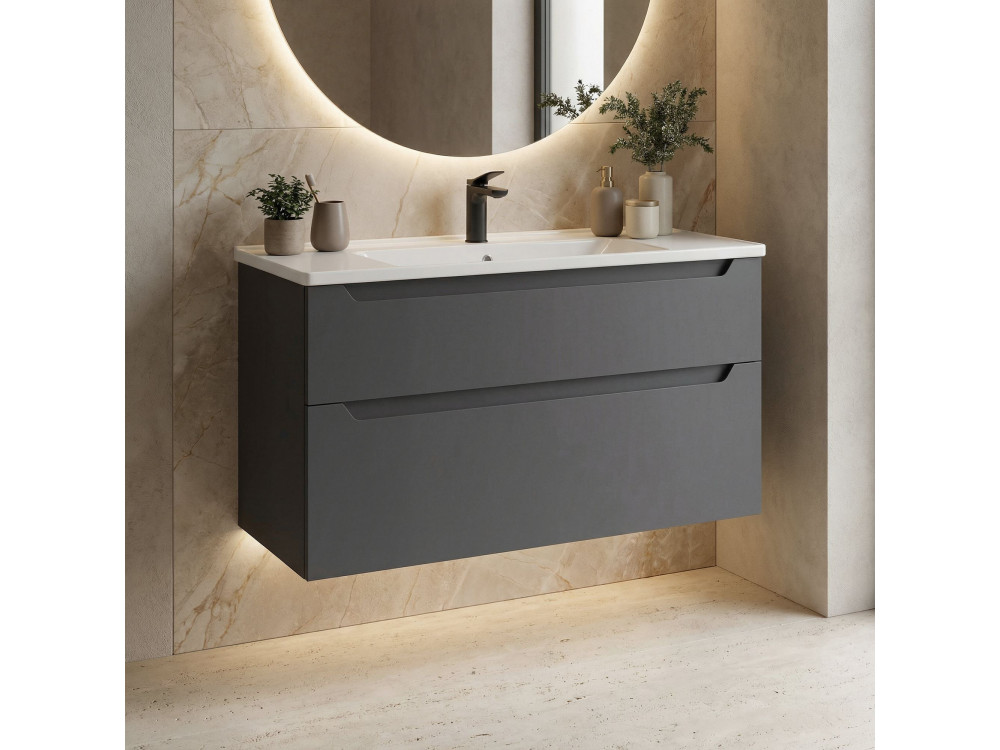 Mueble para lavabo «Messina 100 v2» - 100 x 45 x 55 cm - Antracita mate