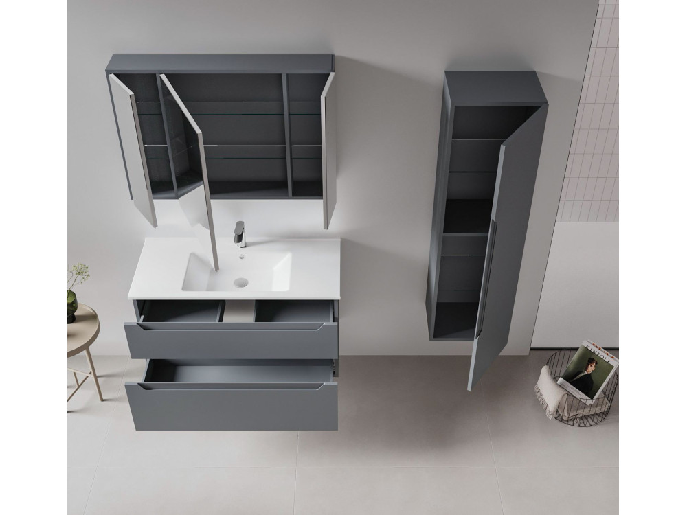Mueble para lavabo «Messina 100 v2» - 100 x 45 x 55 cm - Antracita mate