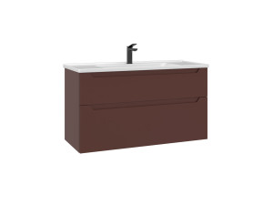 Mueble para lavabo «Messina 100 v2» - 100 x 45 x 55 cm - Rojo mate