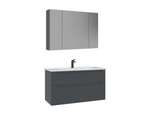 Conjunto de mueble con lavabo y espejo (2 piezas) «Messina 100 v2» - 100 x 45 x 55 cm - Antracita mate
