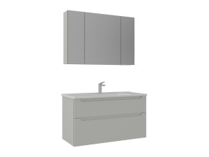 Conjunto de mueble de lavabo con espejo (2 piezas) «Messina 100 v2» - 100 x 45 x 55 cm - Cachemira mate