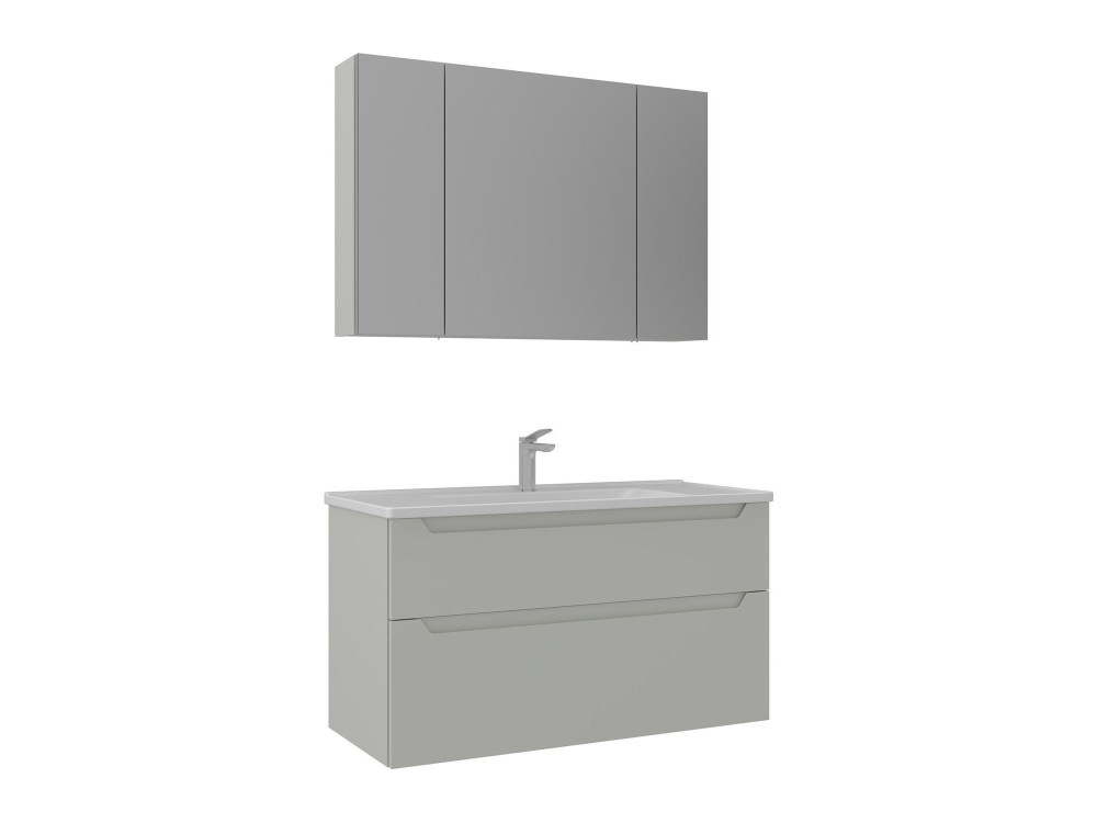 Conjunto de mueble de lavabo con espejo (2 piezas) «Messina 100 v2» - 100 x 45 x 55 cm - Cachemira mate