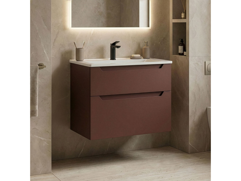 Mueble para lavabo «Messina 65 v2» - 65 x 45 x 55 cm - Rojo mate