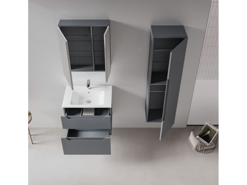 Mueble para lavabo «Messina 65 v2» - 65 x 45 x 55 cm - Antracita mate