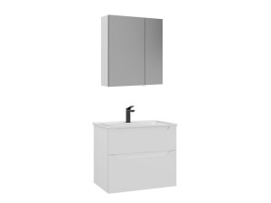 Conjunto de mueble de lavabo con espejo (2 piezas) «Messina 65 v2» - 65 x 45 x 55 cm - Blanco mate