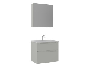 Conjunto de mueble con lavabo y espejo (2 piezas) «Messina 65 v2» - 65 x 45 x 55 cm - Cachemira mate