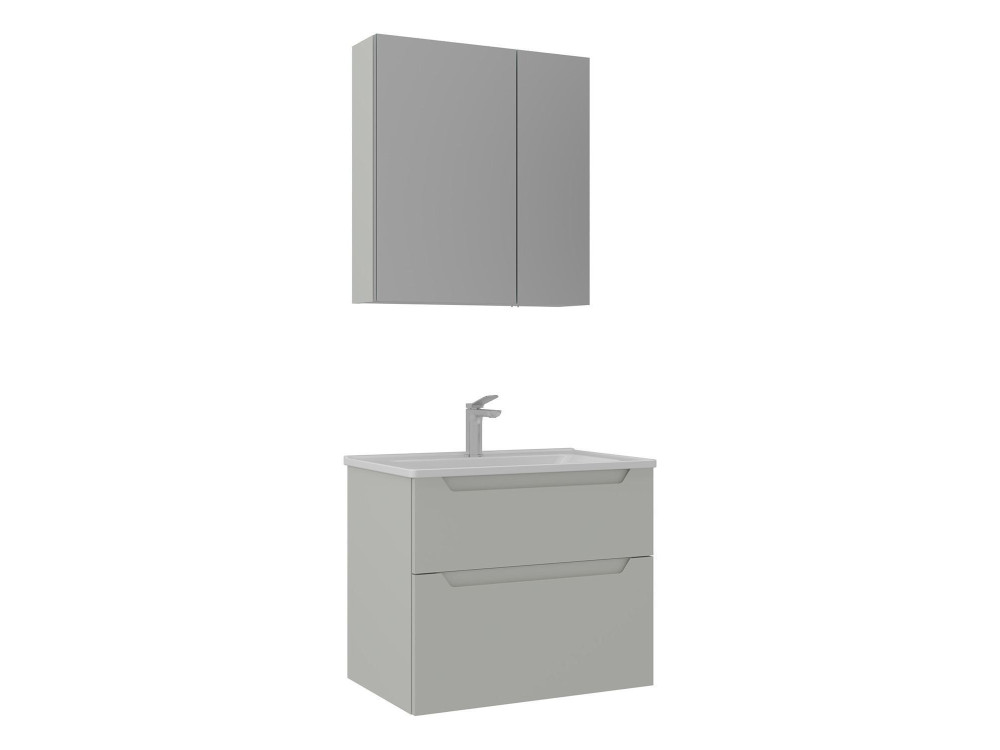 Conjunto de mueble con lavabo y espejo (2 piezas) «Messina 65 v2» - 65 x 45 x 55 cm - Cachemira mate