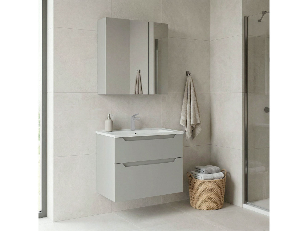 Conjunto de mueble con lavabo y espejo (2 piezas) «Messina 65 v2» - 65 x 45 x 55 cm - Cachemira mate