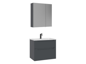 Conjunto de mueble con lavabo y espejo (2 piezas) «Messina 65 v2» - 65 x 45 x 55 cm - Antracita mate