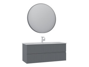 Conjunto de mueble con lavabo y espejo (2 piezas) «Moonlight 120 v2» - 121 x 51 x 51 cm - Gris mate