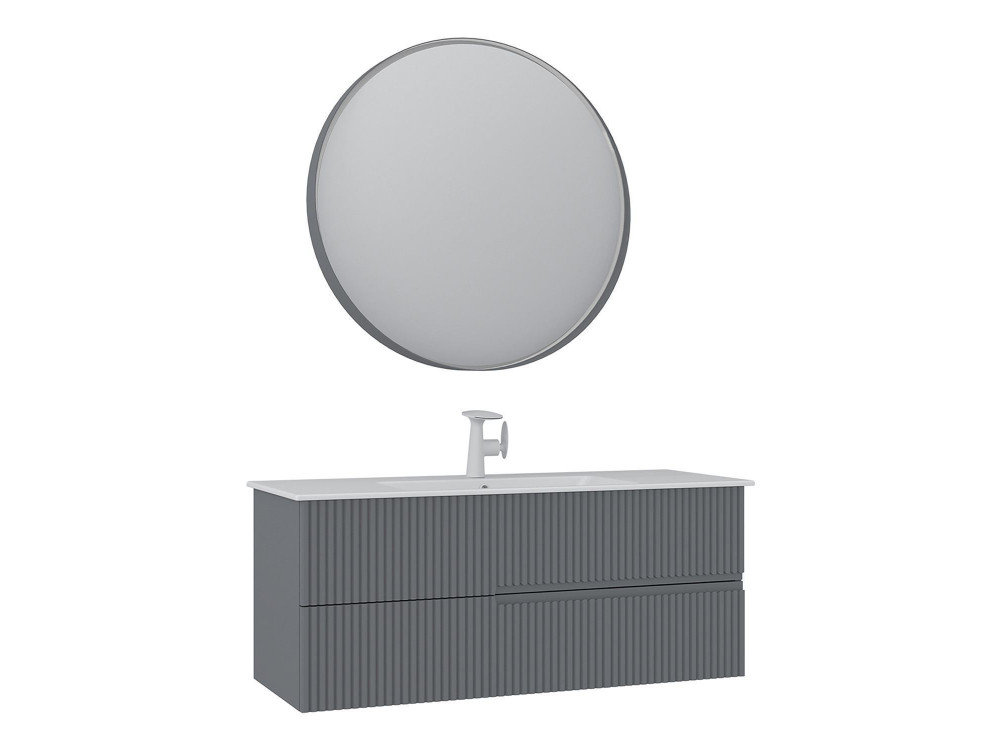 Conjunto de mueble con lavabo y espejo (2 piezas) «Moonlight 120 v2» - 121 x 51 x 51 cm - Gris mate